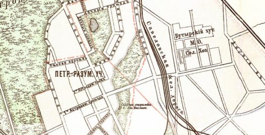Схема расположения Бутырского хутора на плане начала XX века