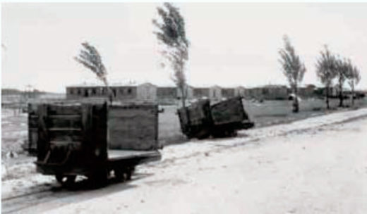 Кладбище находилось в 2,5 километрах от главного входа лагеря. Трупы везли на тележках полевой железной дороги.
